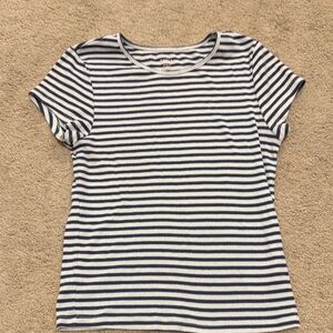 American Eagle Outfitters Navy and White Striped Short Sleeve Tee